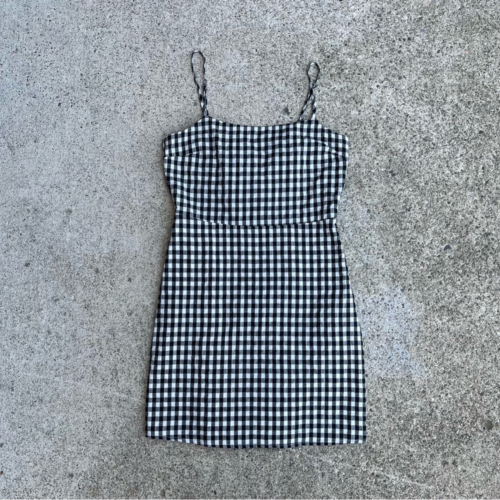Lulu's Black and White Gingham Mini Dress